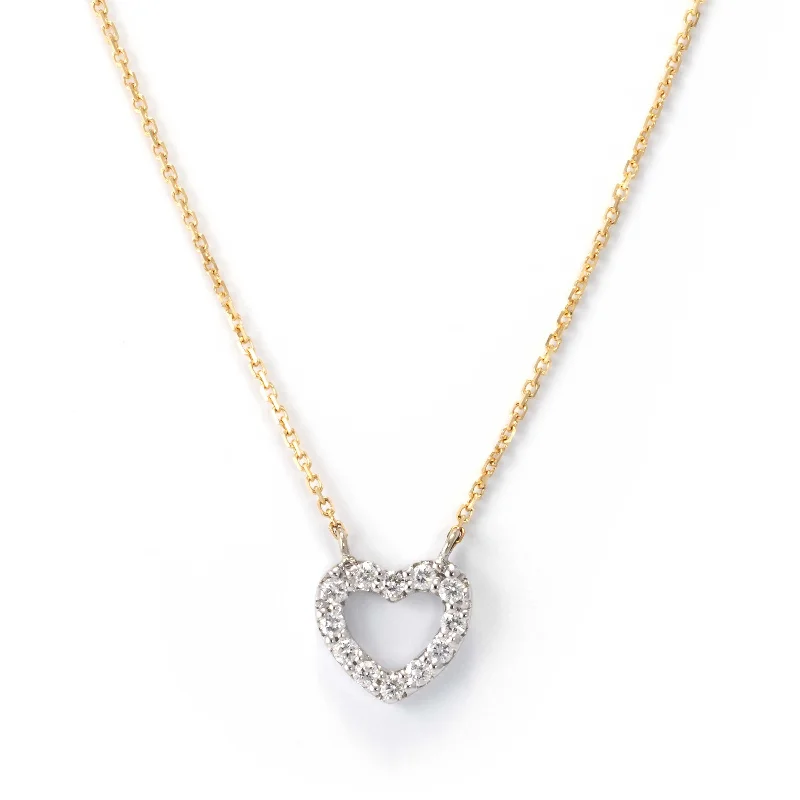 Elegant rose gold necklaces for romantic style -Kid's Small Diamond Heart Necklace, 14K White Gold