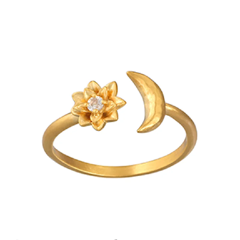 Custom initial rings for personalized accessories -Spirit in Transformation Lotus Moon Ring