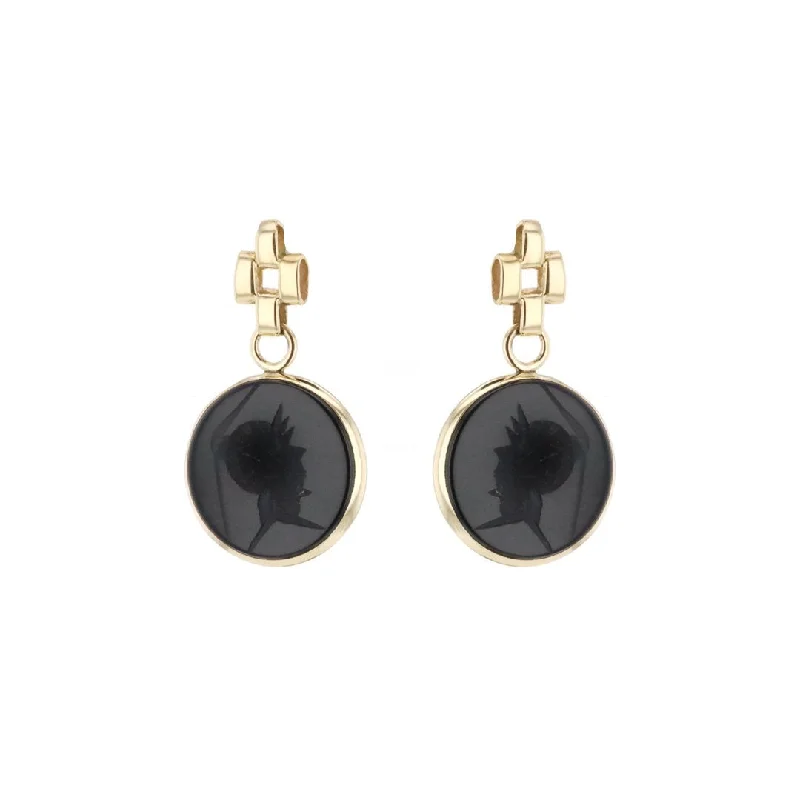 Crystal chandelier earrings for festive events -Black Onyx Itaglio Earrings