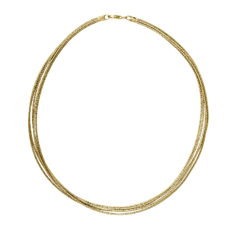 Unique statement necklaces with mixed materials -Five Strand Wire Necklace, Sterling with 18K Yellow Gold Plating