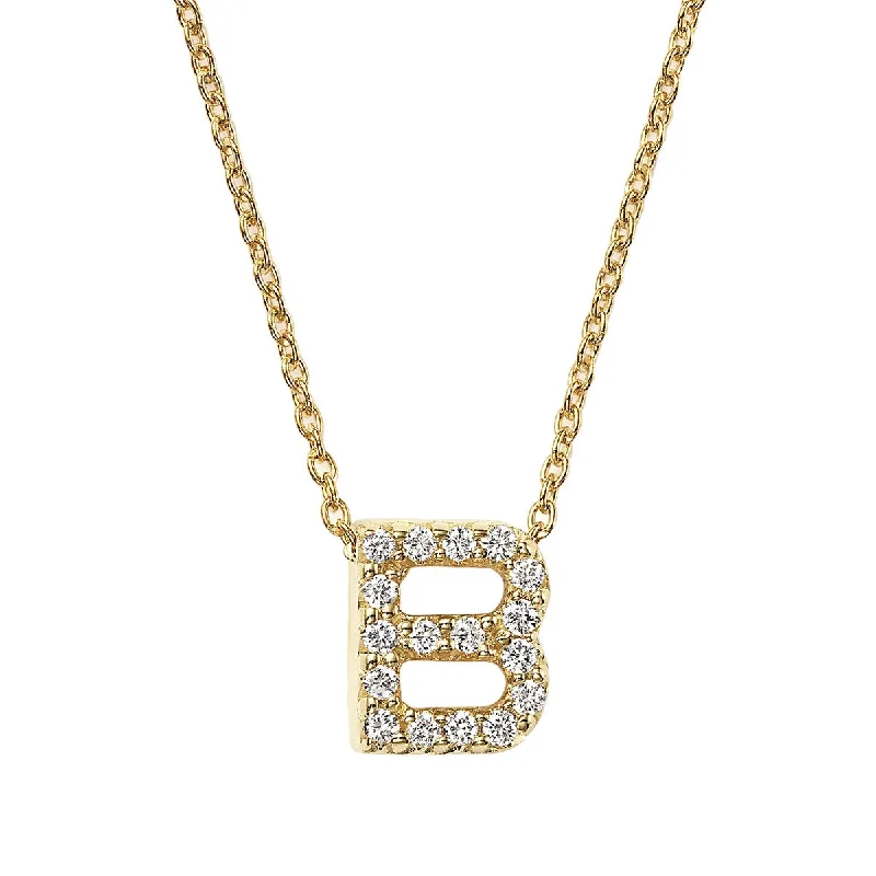 Elegant flower-shaped necklaces for feminine style -Love Letter Diamond Initial B Necklace in Yellow Gold