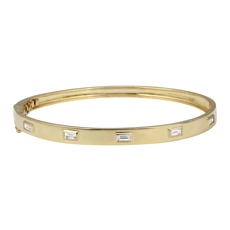 Pearl bracelets-14k Yellow Gold Baguette High Polished Bangle