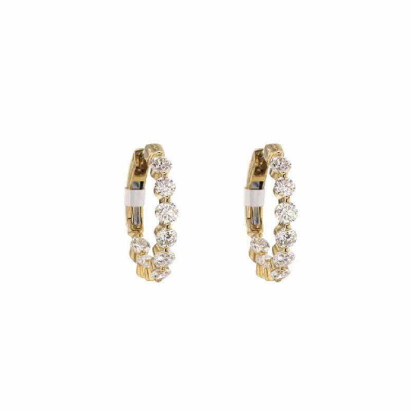 Sparkling crystal earrings for holiday outfits -1.54 ctw Diamond 3/4" Inside-Out Hoop Earrings | 10278435