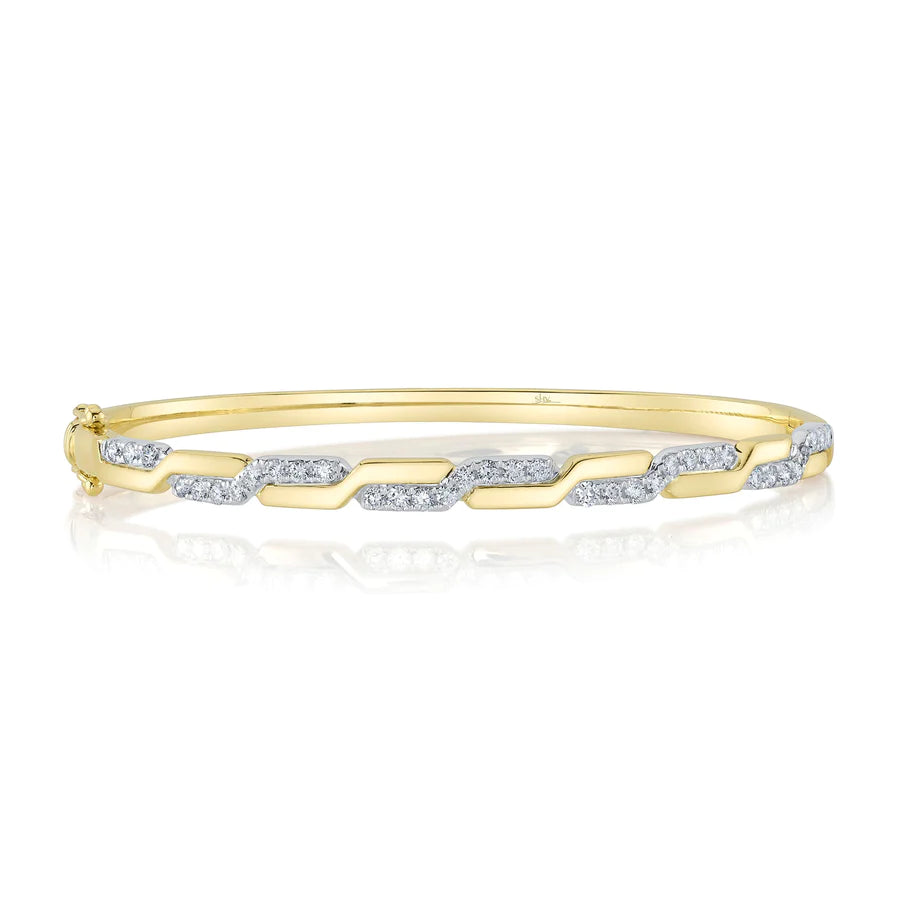 Retro bracelets-14K Two Tone Diamond Bangle