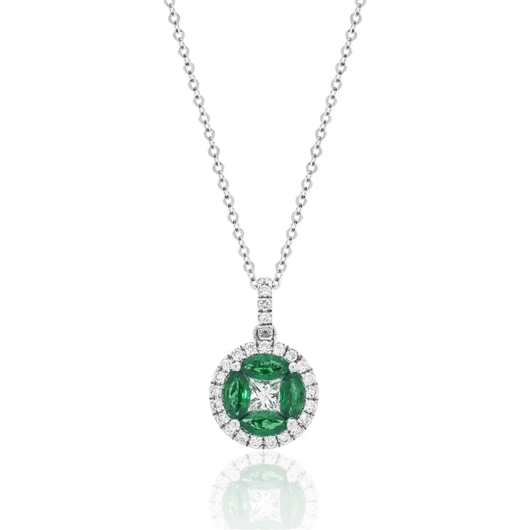 Luxury emerald pendant necklaces for high-end style -Luvente 14k White Gold Emerald and Diamond Necklace N02789