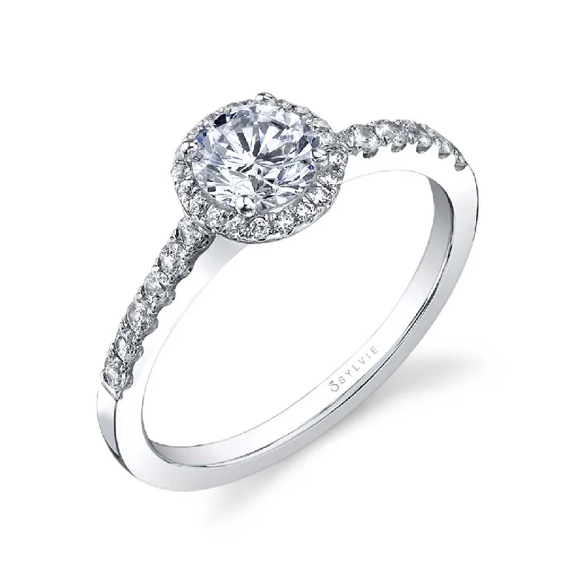 Designer rings for luxury fashion -Sylvie Petite Halo Engagement Ring SY697