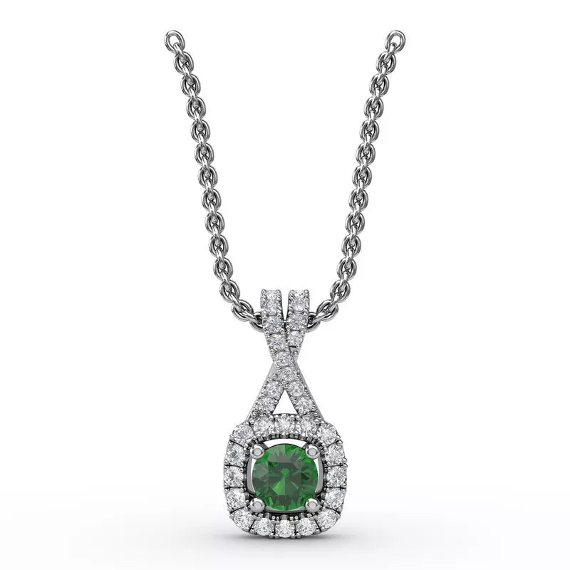 Custom initials necklaces for personalized accessories -Fana Halo Emerald and Diamond Pendant 1631