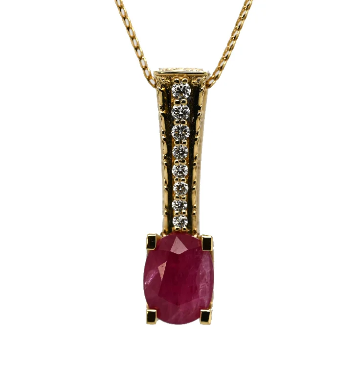 Simple gold pendant necklaces for casual elegance -5.26 CT RUBY & DIAMOND PENDANT