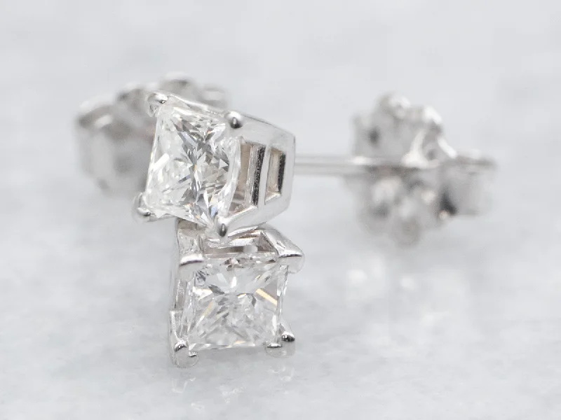 Custom made earrings for bridesmaids -Princess Cut Diamond Stud Earrings