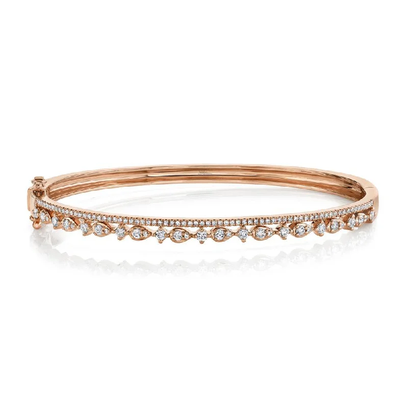 Bracelets with initials for women-14K Rose Gold Diamond Double Row Bangle