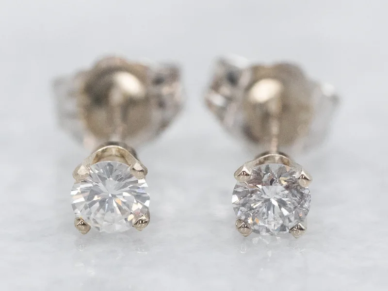 Bold statement earrings for attention-grabbing looks -White Gold Diamond Stud Earrings