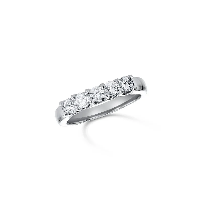 Personalized engagement rings with initials -0.75 CT Round Diamond Prong Set 14K White Gold Band