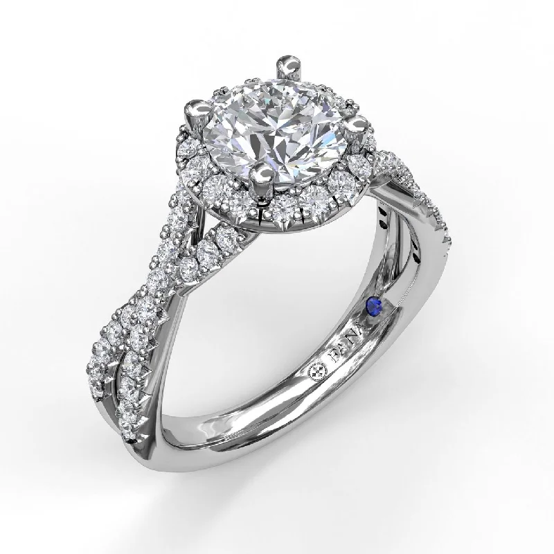 Elegant wedding bands with intricate details -Fana Round Halo Twist Engagement Ring 3990