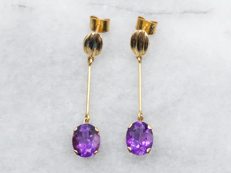 Silver stud earrings with minimalist designs -Amethyst Drop Earrings