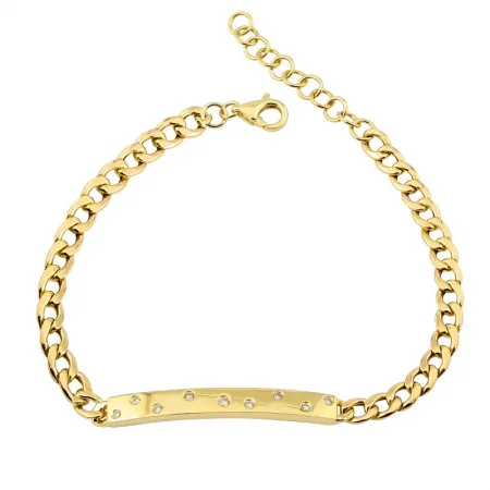 Bohemian style bracelets-14k Yellow Gold Diamond Cuban Link Chain Bracelet