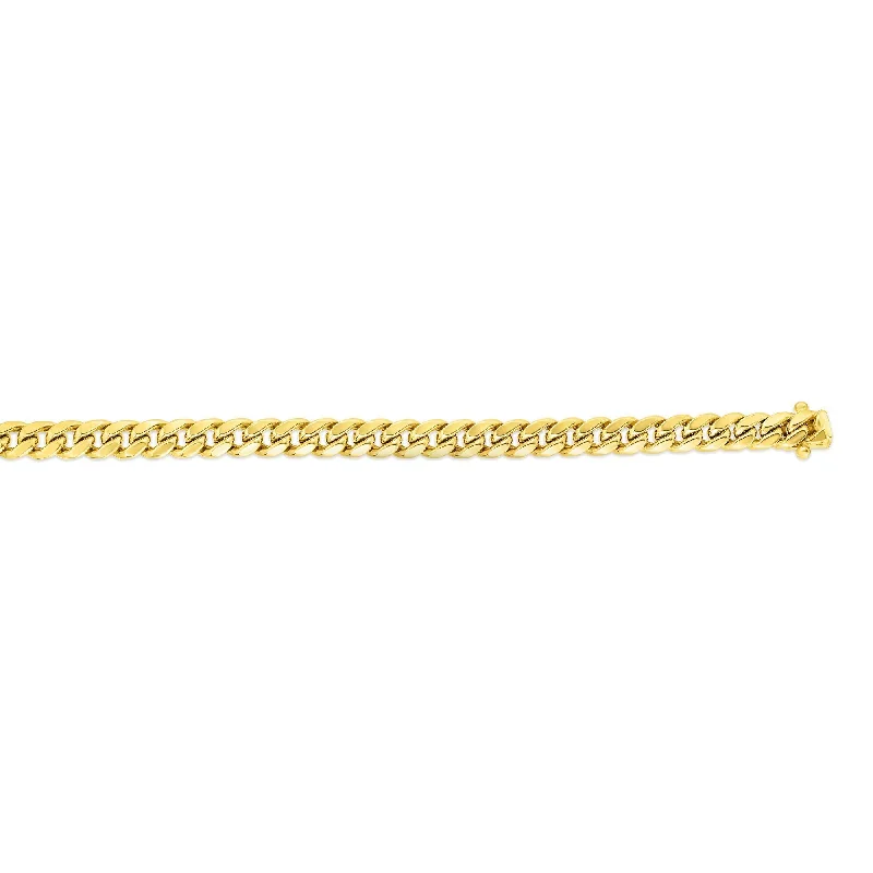 Designer bracelets-8.5" 14K Yellow Gold 6.9Mm Semi-Solid Miami Cuban Link Bracelet