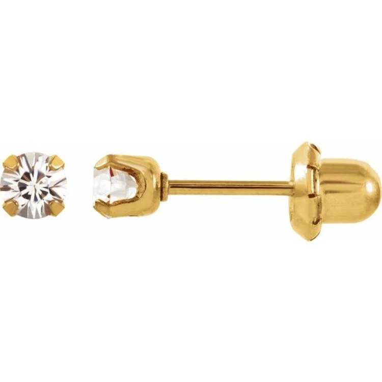 Fashionable clip earrings for all occasions -24K Gold-Plated Stainless Steel Imitation White Sapphire InvernessÂ® Piercing Earrings