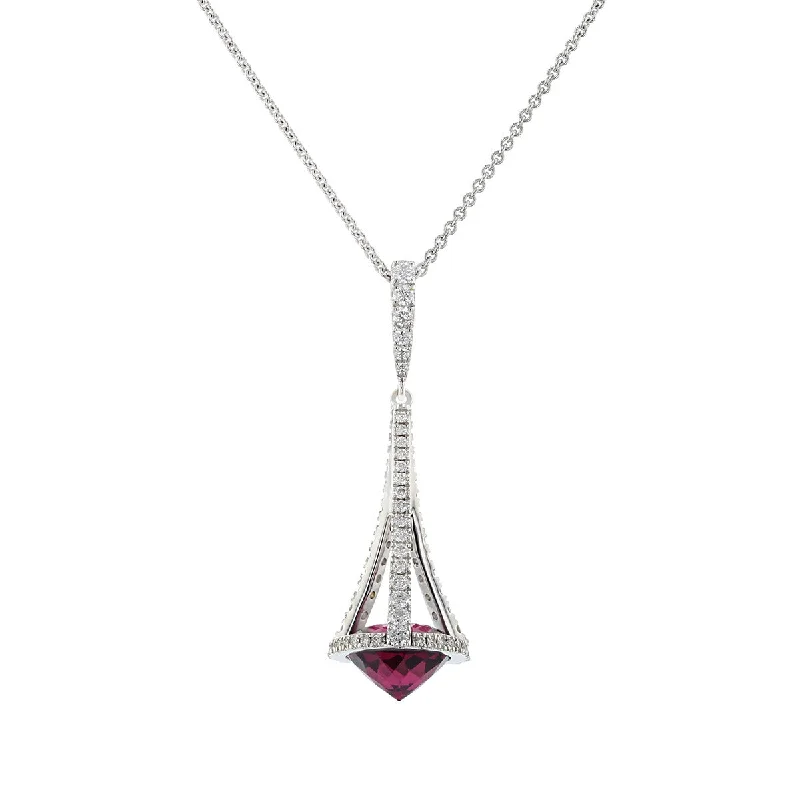 Boho-style beaded necklaces for festival fashion -Pastel Diamond Chandelier Garnet Necklace