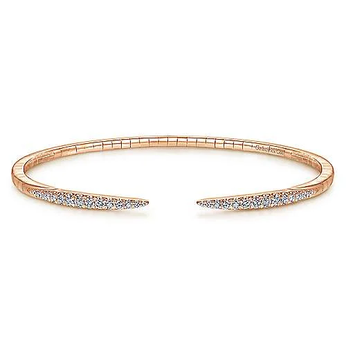 Wedding bangle bracelets-14K Rose Gold Split Diamond Spike Bangle