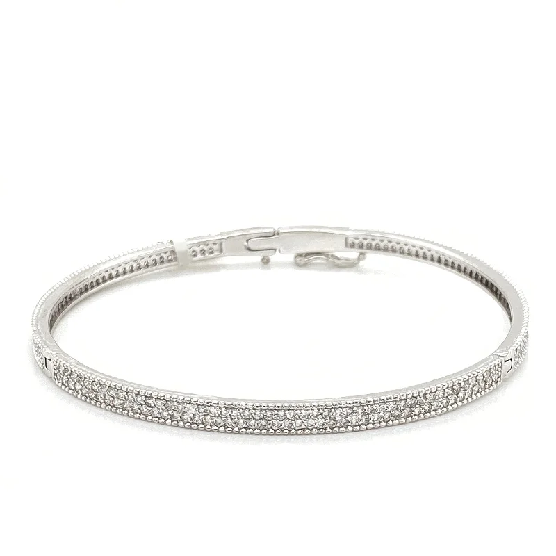 Bangles and bracelets-14K White Gold Diamond Pave Bangle