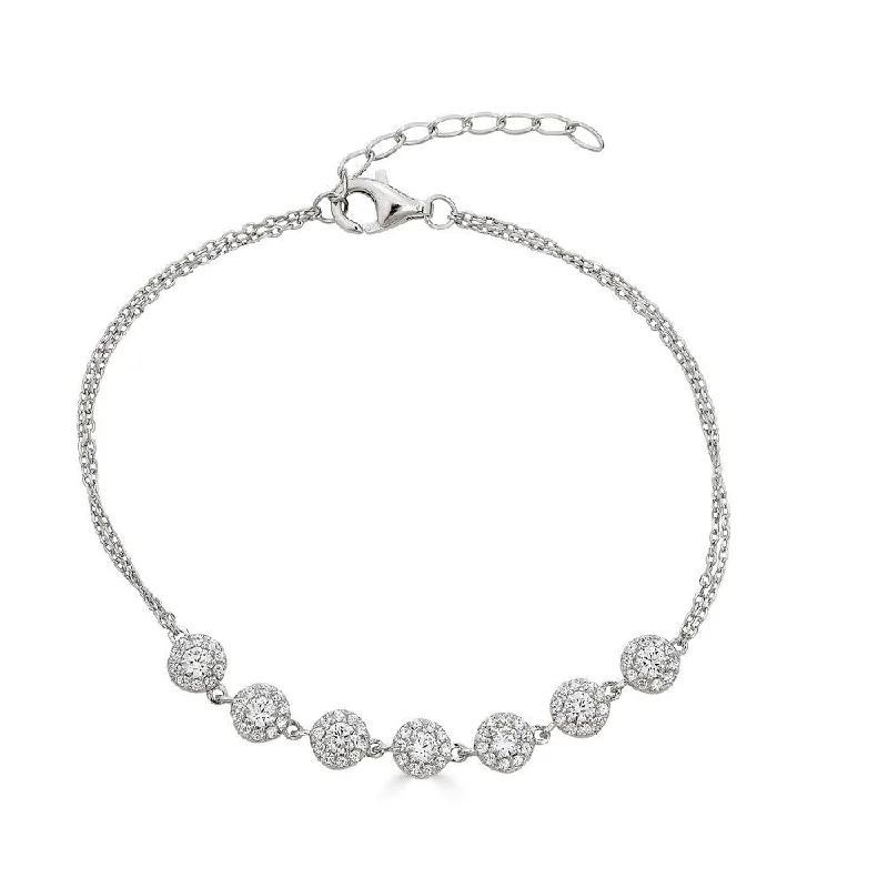 Crystal beaded bracelets-14K White Gold Diamond Halo Bracelet