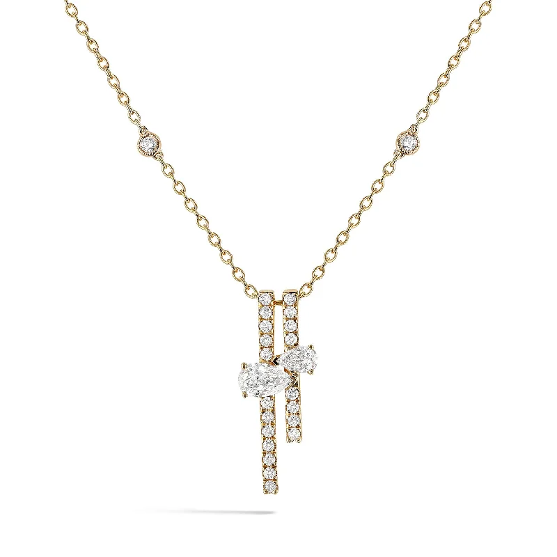 Custom engraved charm necklaces for special occasions -Robert Irwin Couture Paradox 2-Row Balancing Act Diamond Necklace