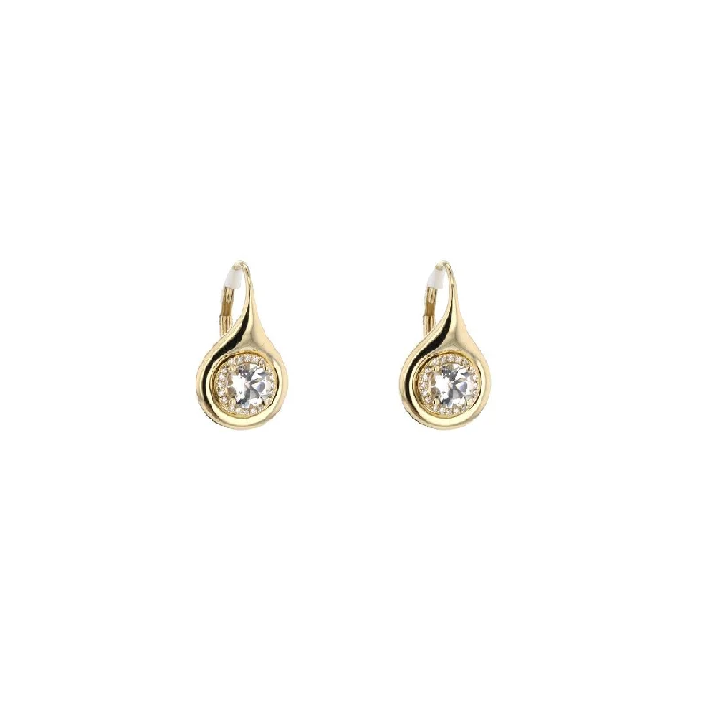 Rose gold hoop earrings for chic looks -White Topaz & Diamond Drop Earrings