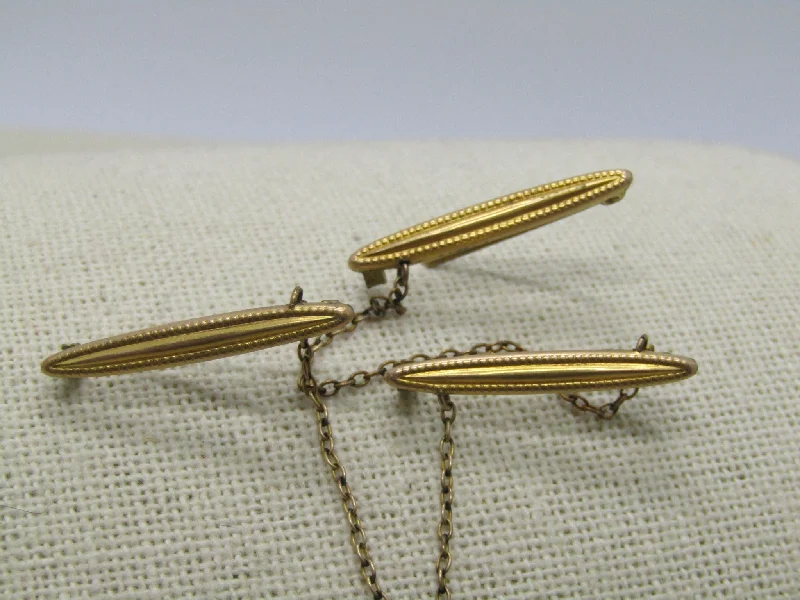 Designer enamel brooch-Victorian Scatter Bar Brooch Set of Three Pins, Gold Filled, C-Clasps