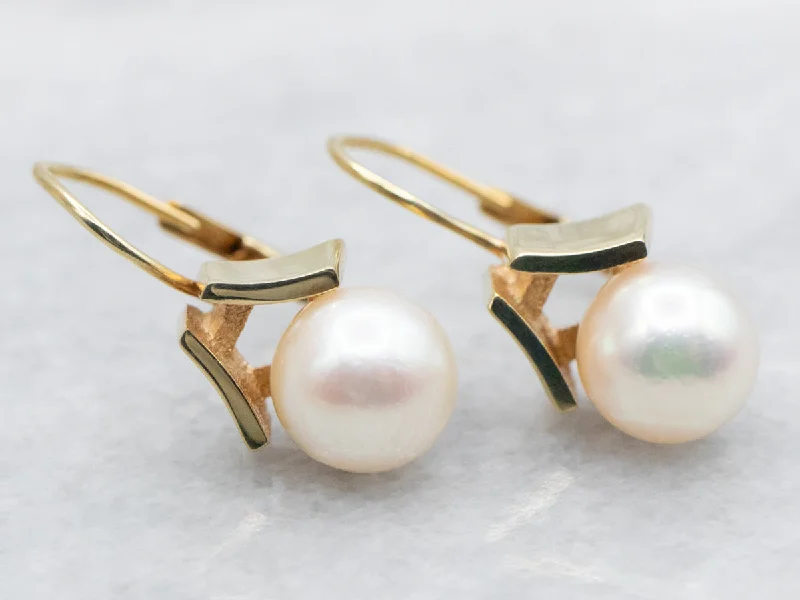 Unique hoop earrings with mixed materials -Saltwater Pearl Drop Earrings