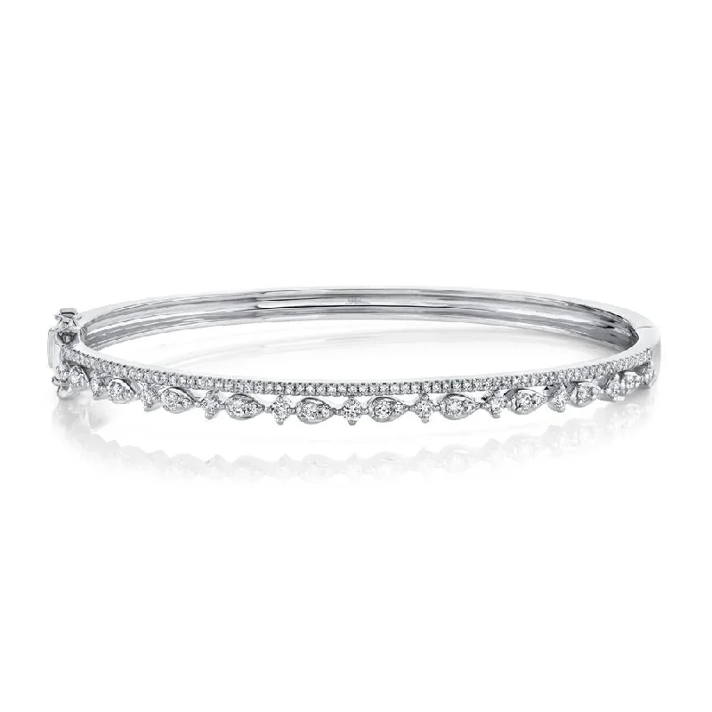 Rainbow bracelets-14K White Gold Diamond Double Row Bangle