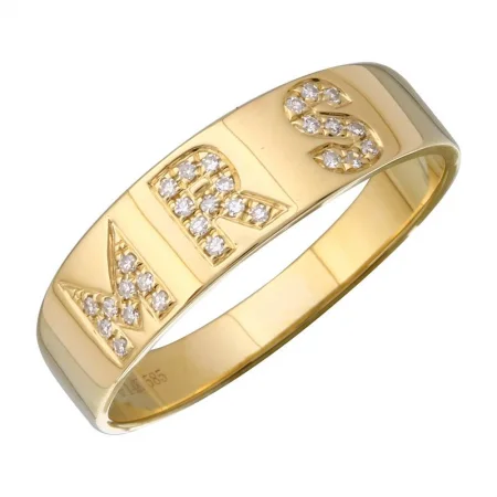 Custom-designed promise rings for meaningful gifts -14k Yellow Gold Mrs Diamond Ring