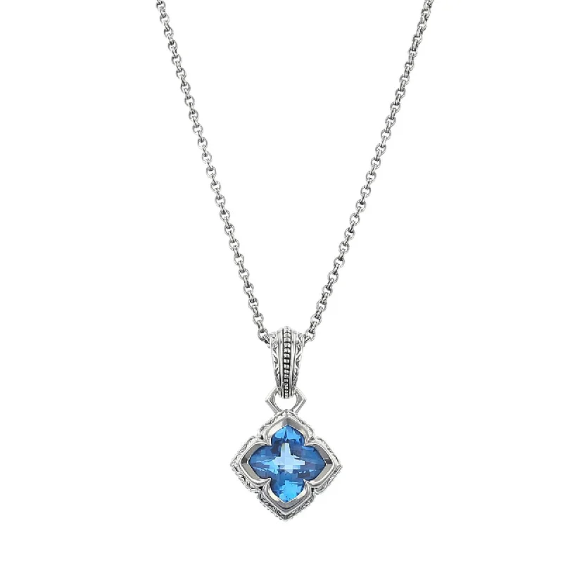 Simple gold pendant necklaces for casual elegance -John Hardy Sterling Silver Blue Topaz Necklace