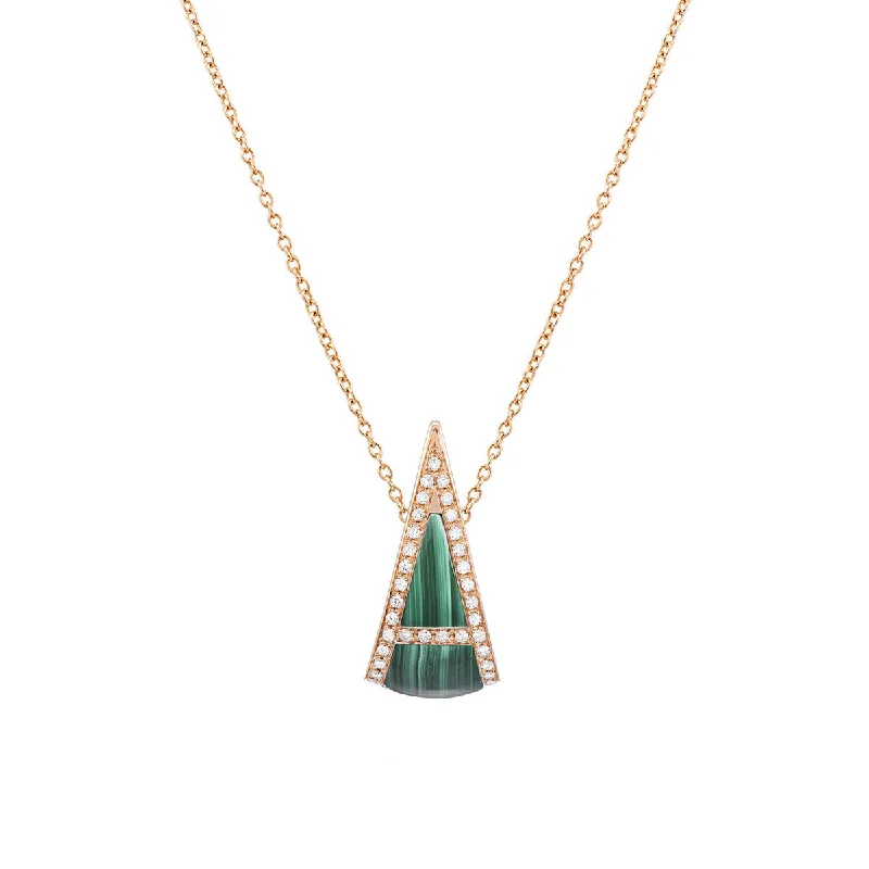 Layered pearl necklaces for classic elegance -Necklace with Diamonds and Malachite