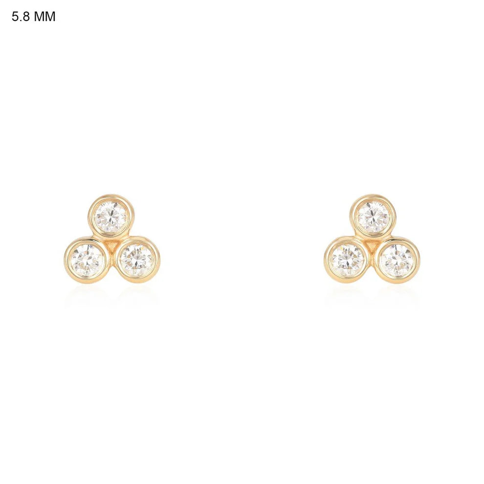 Stylish dangly earrings for evening wear -Bezel Set Diamond Cluster Earrings