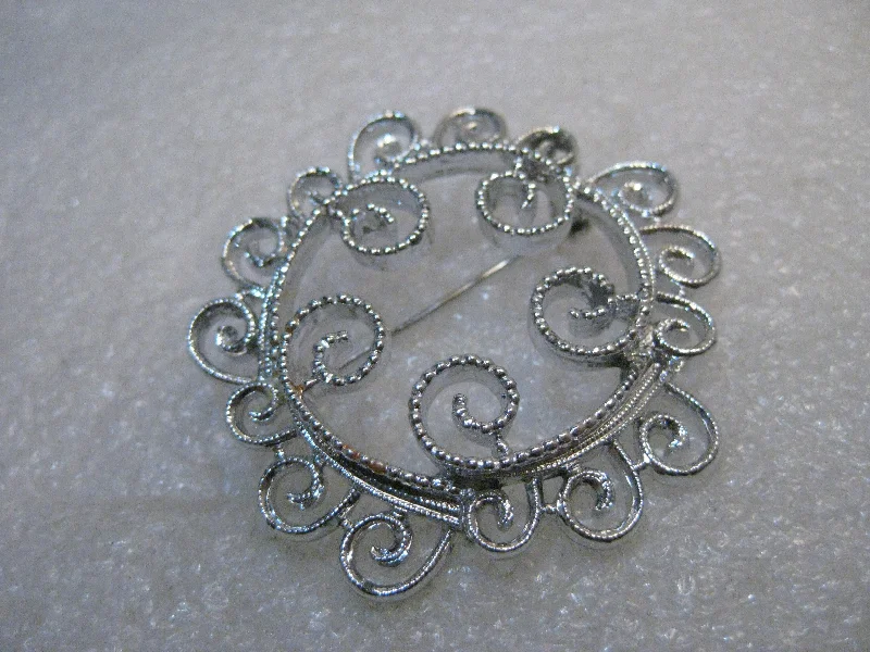 Victorian-style brooch-Vintage Sarah Coventry Scrolled Brooch, 1970's, 2", Silver Tone