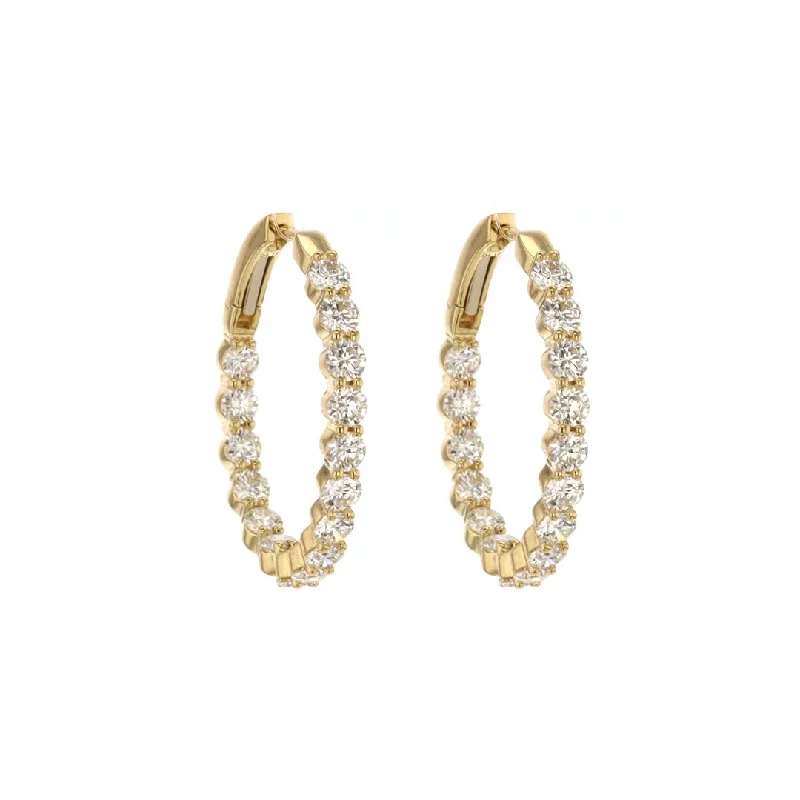 Luxury drop earrings with diamond details -4.12 ctw Diamond 1" Inside-Out Hoop Earrings