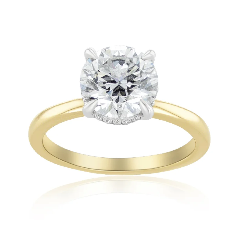 Elegant diamond rings with platinum bands -1.80 Carat Lab Grown Diamond with Natural Under-Halo in 14K White Gold