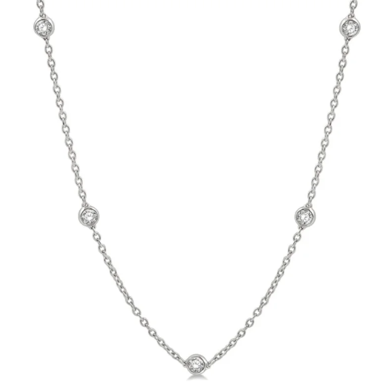 Sparkling diamond necklaces for upscale events -14 Karat White Gold 1 1/2 Carat Diamonds by the Yard Necklace