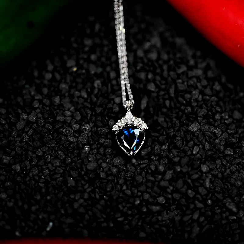 Silver necklaces for simple elegance -1.25CT Sapphire and Diamond Custom Pendant