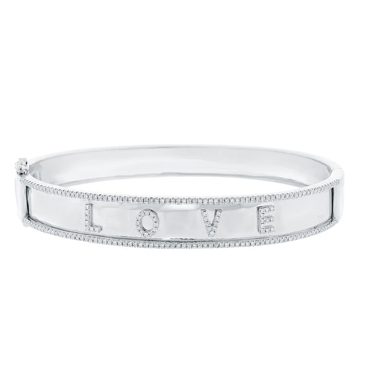 Stackable bracelets-14K White Gold Diamond "Love" Hinged