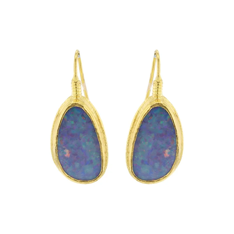 Elegant earrings with sparkling diamonds -Austrailian Opal Drop Earrings