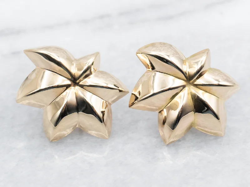 Gold stud earrings for classic elegance -Puffy Leaf Stud Earrings