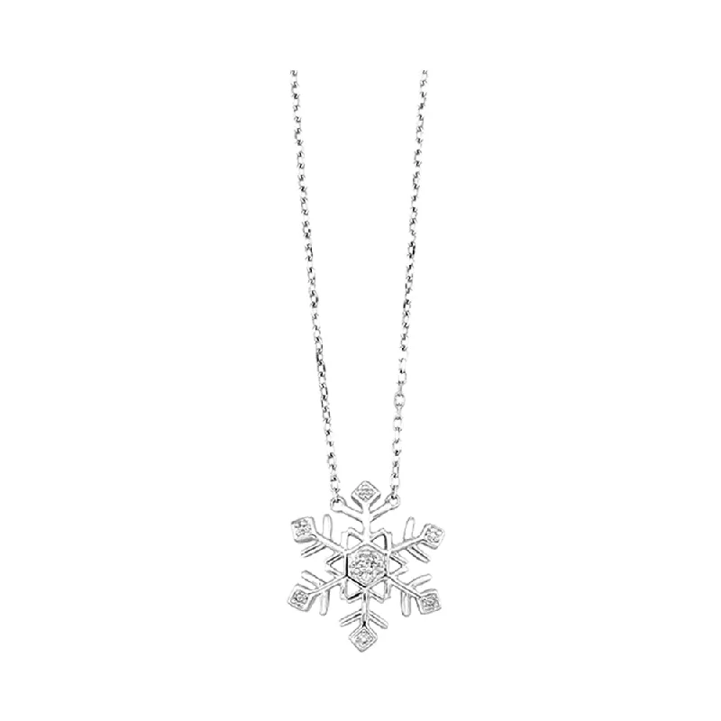 Handcrafted gemstone necklaces for a personal touch -Sterling Silver Diamond Snowflake Necklace