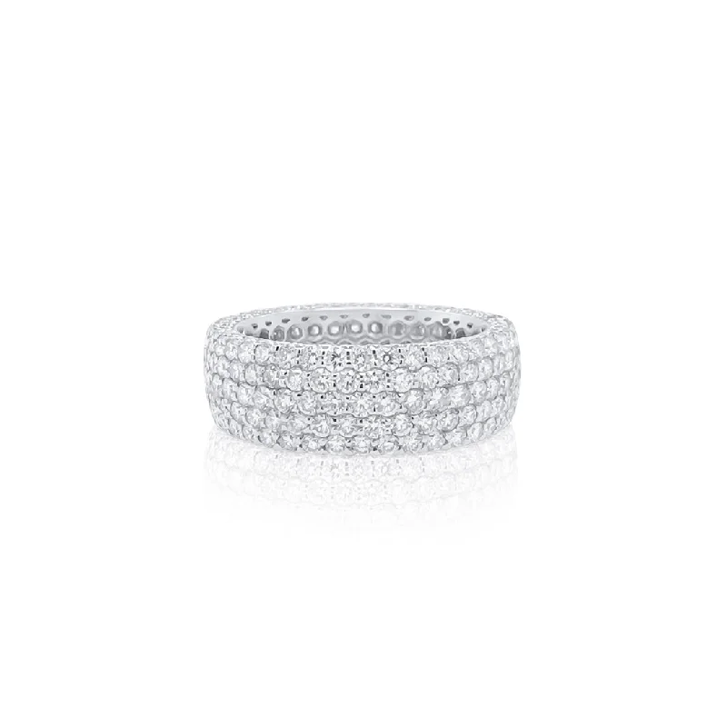 Unique handmade rings for special gifts -4.06 Cttw Round Cut Lab Grown Diamond Pavé Band 14K White Gold