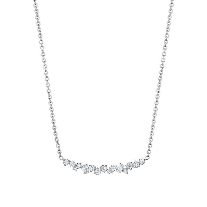 Custom-made necklaces with personalized charms -Curved Diamond Cluster Necklace