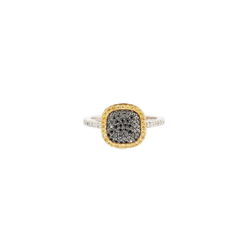 Simple gold wedding rings for timeless elegance -18 Karat Gold Ring with Black and Yellow Diamonds