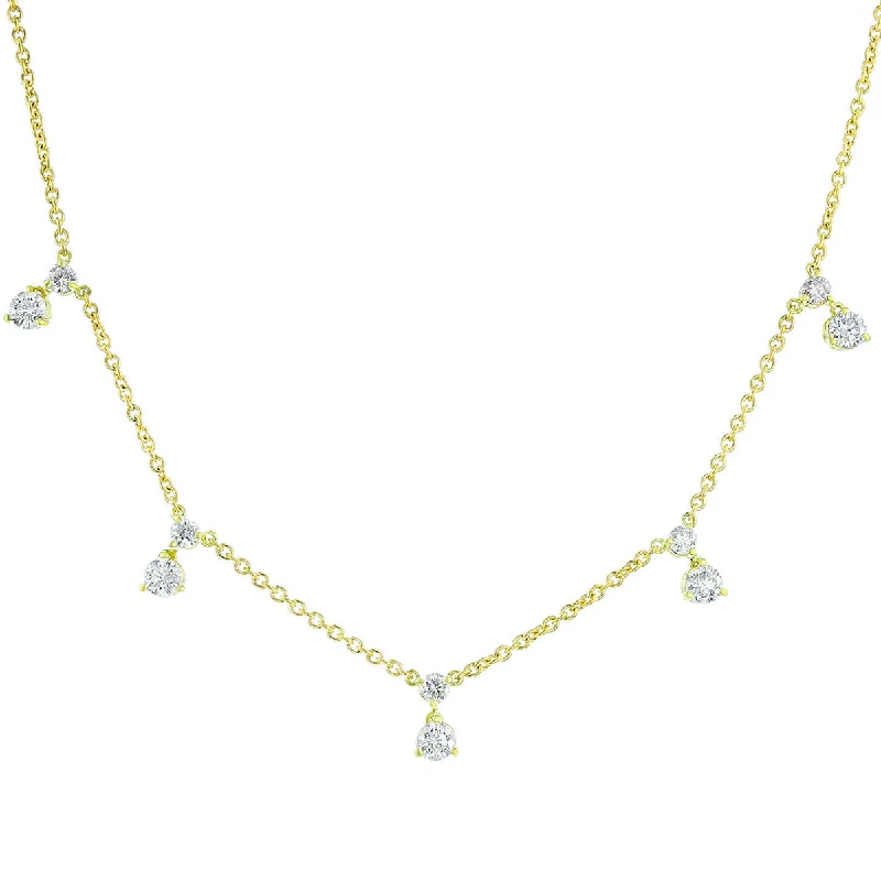 Long gold necklaces for chic, sophisticated style -Necklace with 5 Diamond Stations