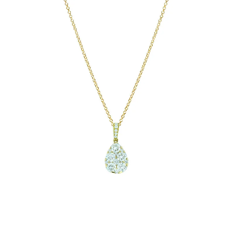 Custom gemstone necklaces for special occasions -18 Karat Yellow Gold Pear Shaped Pendant with White Diamonds