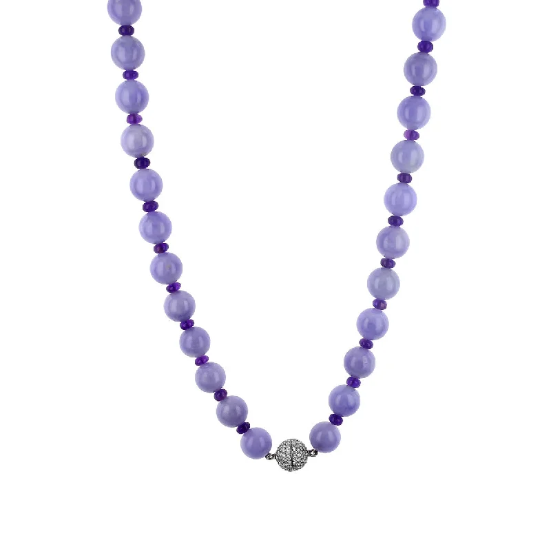 Personalized moon necklaces for a celestial touch -Lavender Jade and Amethyst Necklace with Diamond Clasp