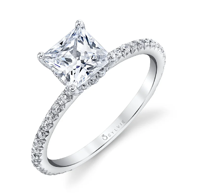 Statement rings with oversized gemstones for bold looks -Sylvie Princess Cut Engagement Ring S2093 - PR